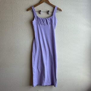 Urban Outfitters Purple Midi Dress Square Neck Ruffle